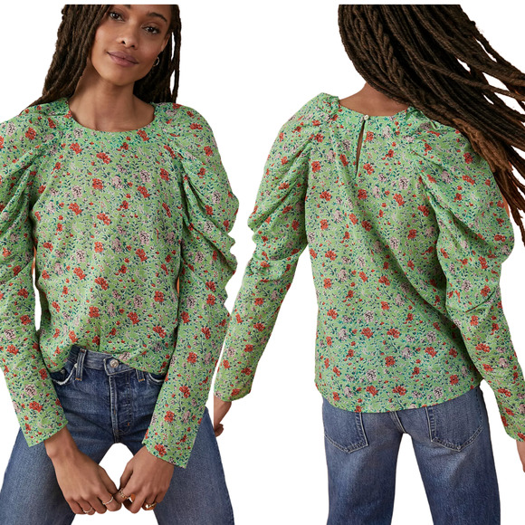 Anthropologie Florence Puffed Sleeves Blouse Banjanan NWT Size XS 0-2 - Picture 1 of 13